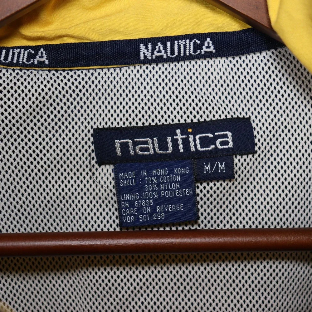 Vintage 90's Nautica Sailing Jacket Navy Blue White Yellow